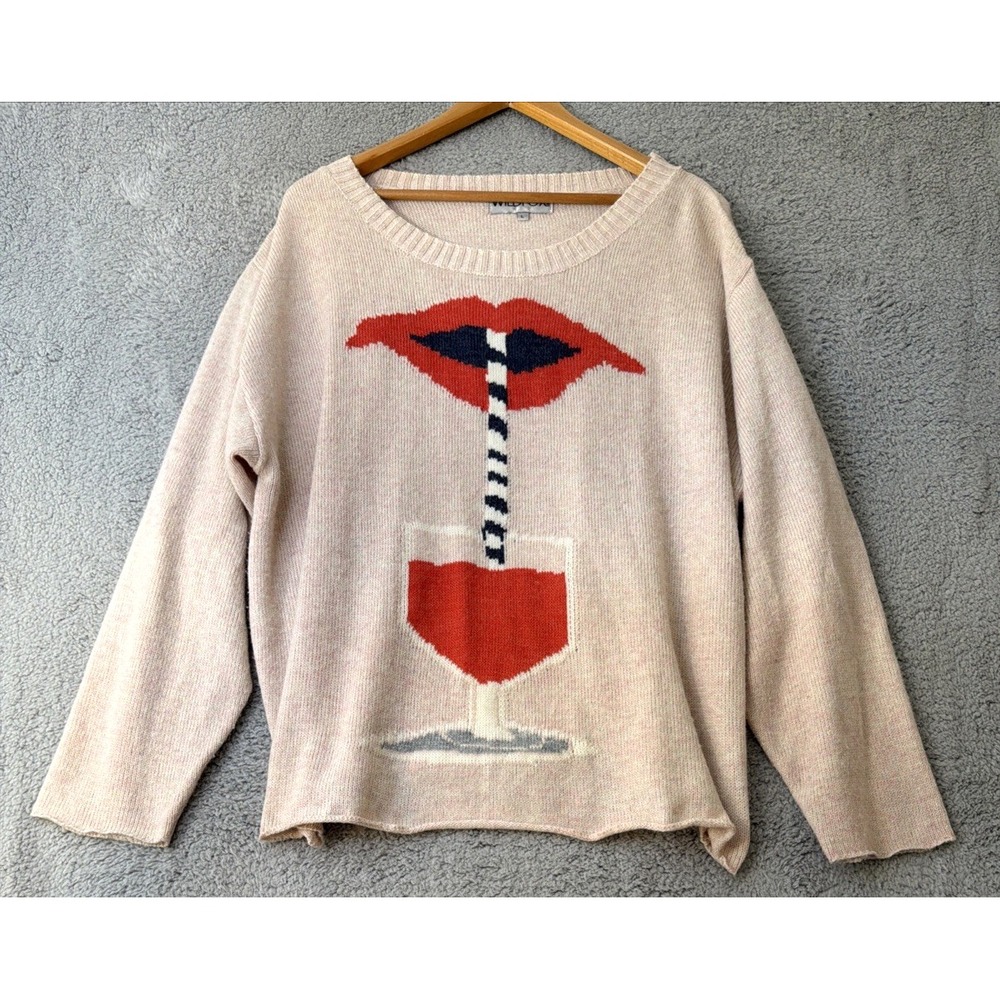 Wildfox Sweater Womens Large Suck it Up Vineyard Pout Pink Wildfox Sweater
